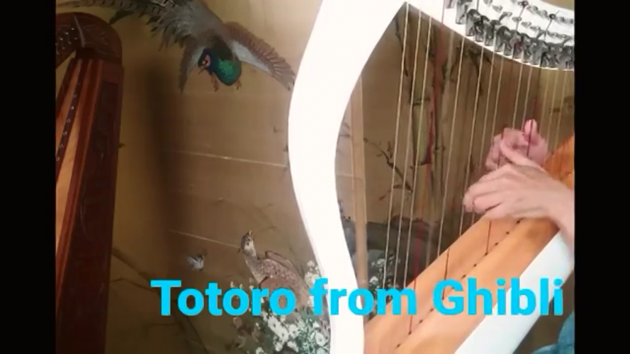 ハープ楽譜動画　小型ハープでジブリ音楽 「となりのトトロ」